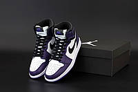Кроссовки унисекс весенние фиолетовые Nike Air Jordan Retro 1 Violet. Обувь мужская и женская Найк Аир Джордан