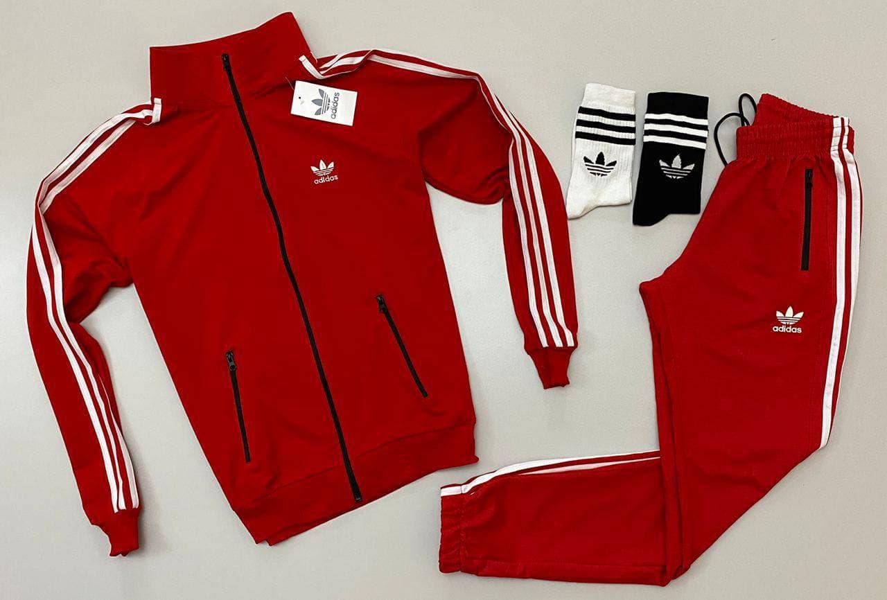 Чоловічий спортивний костюм Adidas Адідас з блискавкою червоний