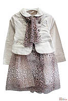 Комплект(платье+пиджак) в бежевом цвете для девочки (116 см.) Moonstar