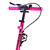 Двоколісний Самокат Maraton Rider складаний з ручним гальмом дзвінком ліхтариком і підсклянником Рожевий, фото 4