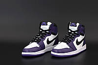 Обувь мужская и женская Найк Аир Джордан. Кроссовки унисекс весенние фиолетовые Nike Air Jordan Retro 1 Violet
