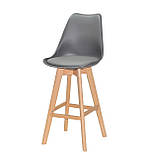 Барний стілець пластик Milan (Мілан) темно - сірий 21 на дерев'яних ніжках, фото 3
