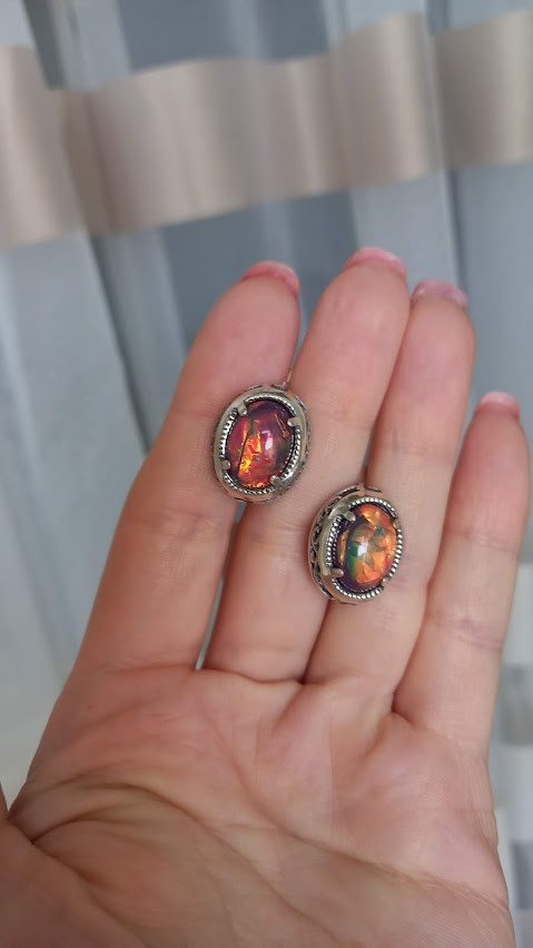 Срібні сережки з опалом, фото 1