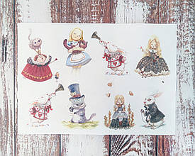 Декупажна карта А-4 "Аліса в чудес". 1 шт