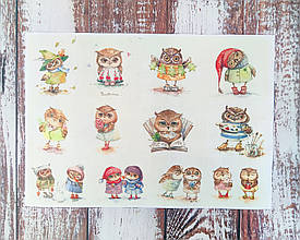 Декупажна карта А-4 "Сови". 1 шт