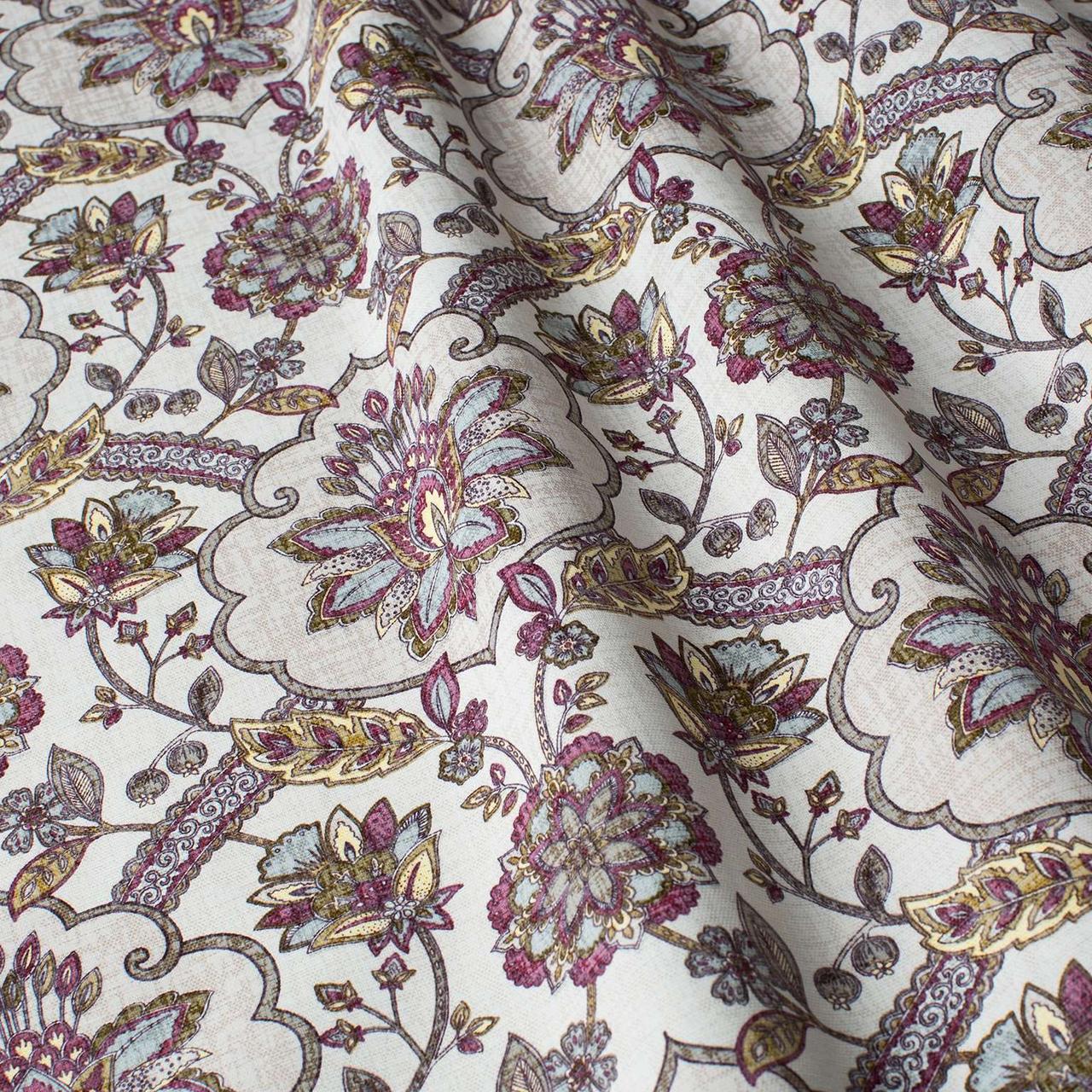 Декоративна тканина квітковий монограма бордо 180см 88271v5, фото 1