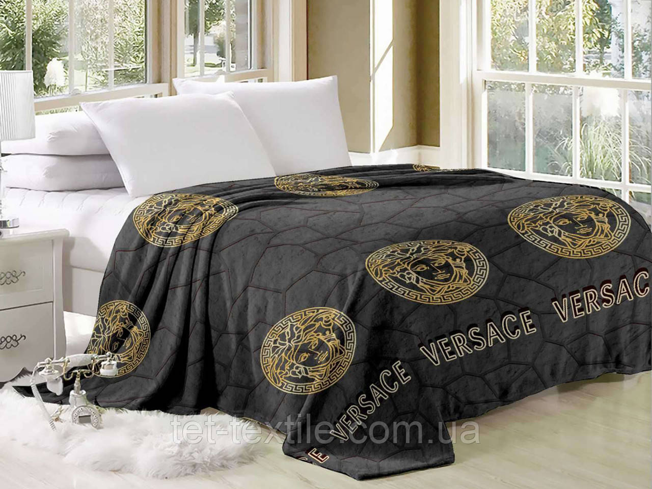 Плед з мікрофібри Велсофт Версаче Black Gold 160х210 см