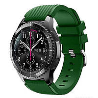 Ремешок для Samsung Gear S3 / Samsung Galaxy Watch 46mm Silver - тёмно-зеленый / силикон / 22mm