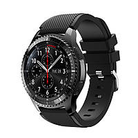 Ремешок для Samsung Gear S3 / Samsung Galaxy Watch 46mm Silver - черный / силикон / 22mm
