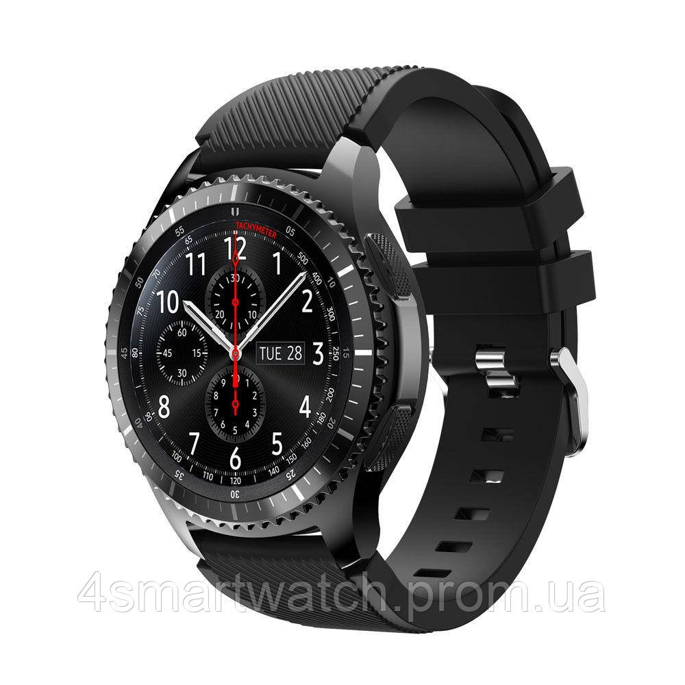 Ремінець для Samsung Gear S3 / Samsung Galaxy Watch 46mm Silver - чорний / силікон / 22mm