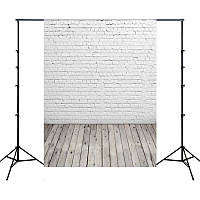 Фотофон вініловий текстурний 1.5×2.1 м + "ворота" - тримач (Цегляна стіна + Дерев'яна підлога (TBD01910200)