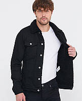 Куртка мужская джинсовая зимняя утепленная на меху черная