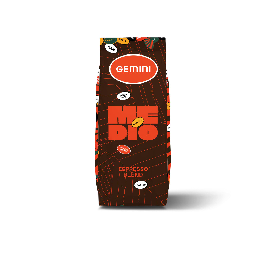 Кава в зернах Gemini Espresso Medio 1кг Україна, фото 1