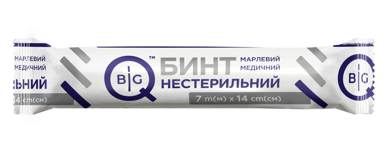 Бинт нестерильний марлевий медичний BigQ 7м х 14см, тип 17