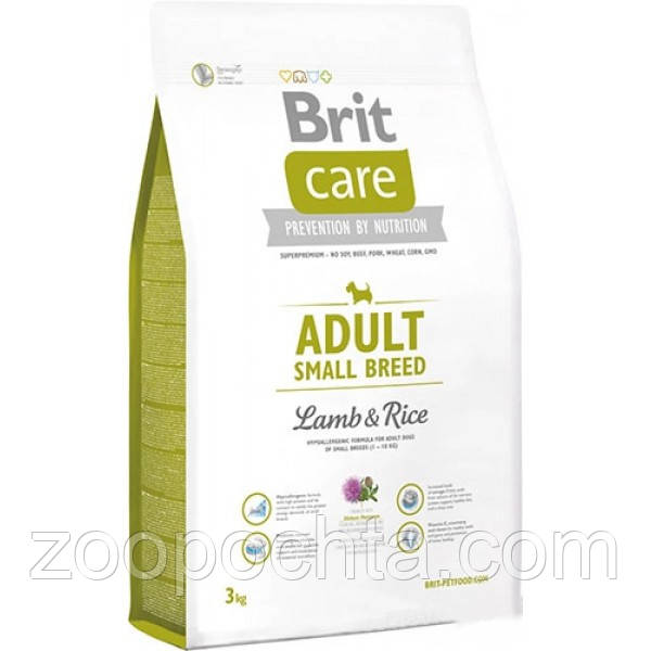 Сухий корм Brit Care Adult S для собак дрібних порід, з ягням та рисом 3КГ, фото 1