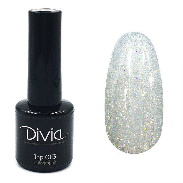 Divia Top QF3 з гліттером Di1060 [QF02 - Holographic], 8 мл