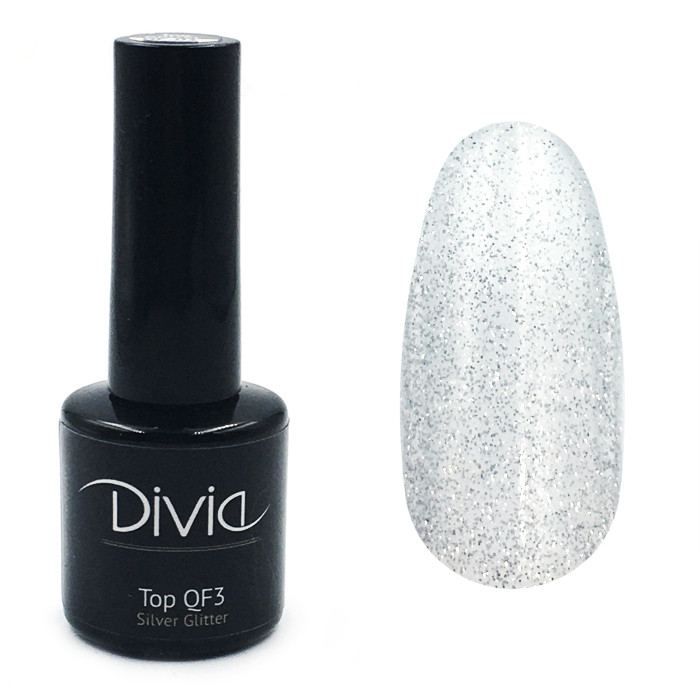 Divia Top QF3 з гліттером Di1060 [QF01 - Silver Glitter], 8 мл