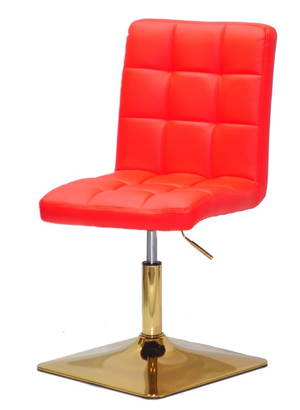 Стілець Augusto 4-GD-Base червоний шкірозамінник 1007, на квадратній золотій опорі з регулюванням висоти, фото 1
