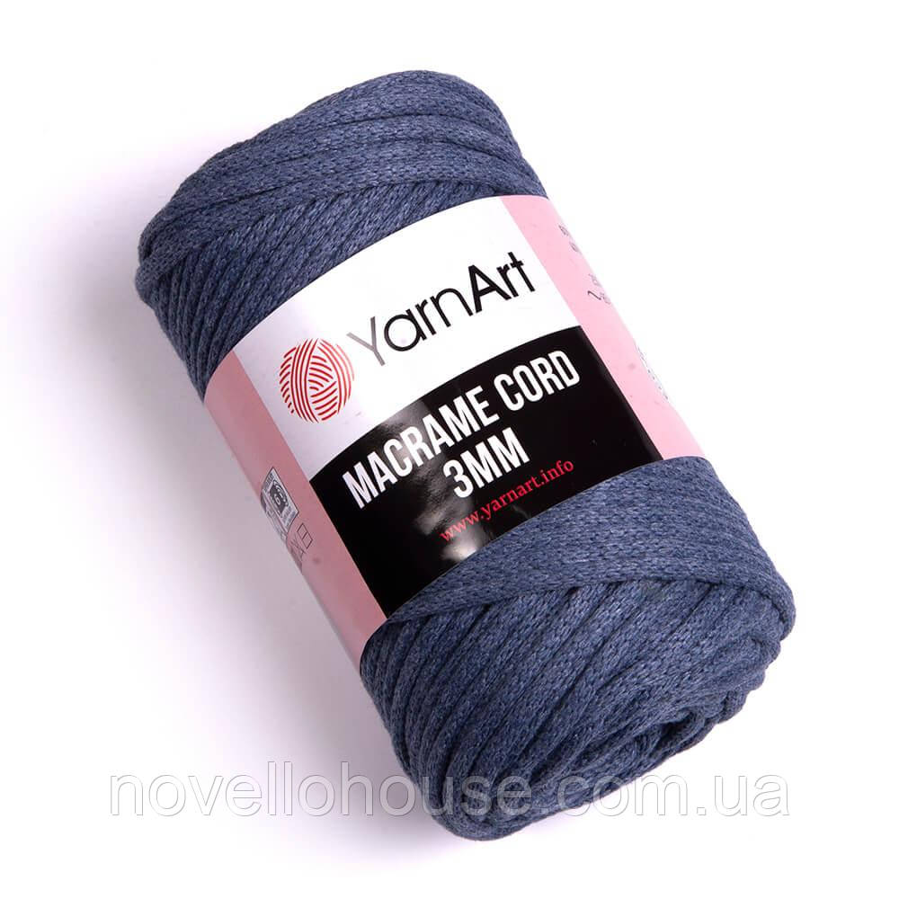 Yarnart Macrame Cord 3 мм (Макраме корд 3 мм) № 761 джинс (Пряжа, нитки для в'язання макраме)