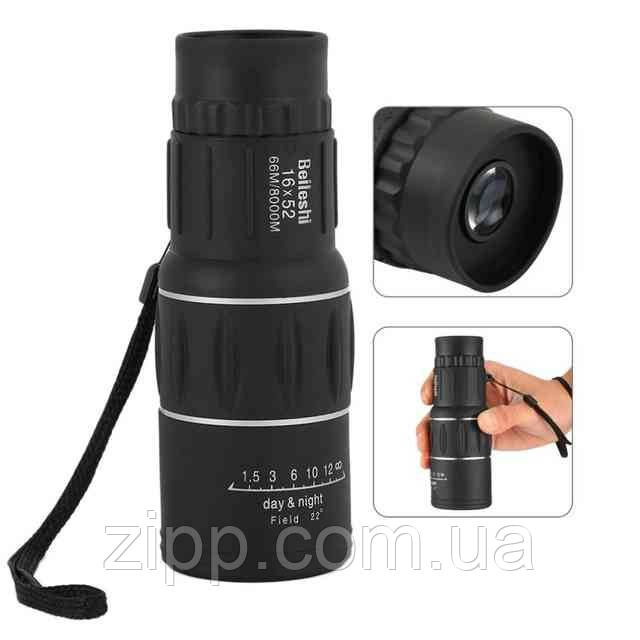 Монокуляр для полювання і риболовлі Bushnell 16x52 з чохлом і 16-ти кратним збільшенням, фото 1