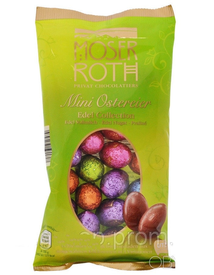 Цукерки шоколадні асорті Moser Roth Mini Ostereier Edel Collection 150 г Німеччина (опт 5 шт)