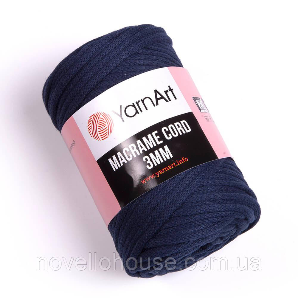 Yarnart Macrame Cord 3 мм (Макраме корд 3 мм) № 784 темно-синій (Пряжа, нитки для в'язання макраме)