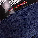 Yarnart Macrame Cord 3 мм (Макраме корд 3 мм) № 784 темно-синій (Пряжа, нитки для в'язання макраме), фото 2