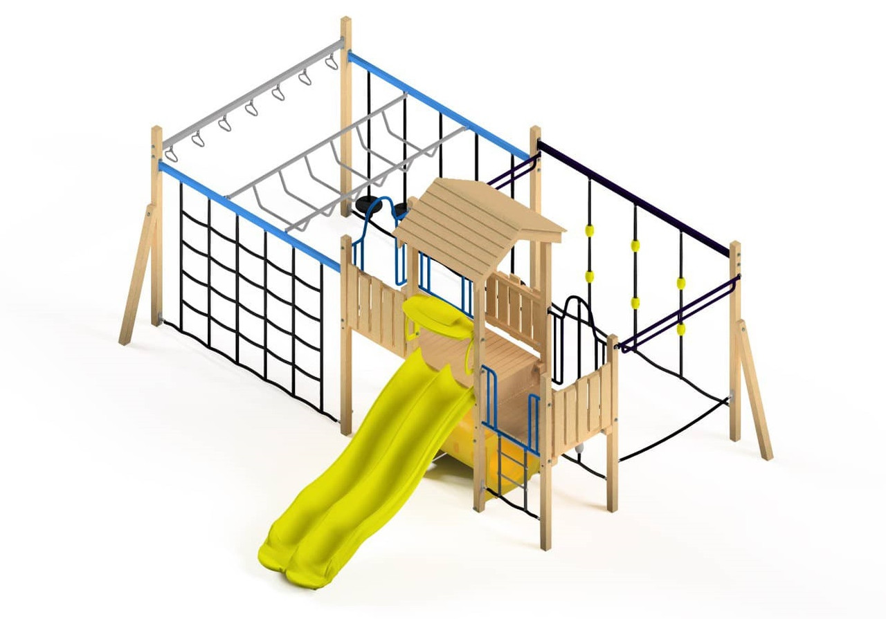Канатний ігровий дитячий комплекс із гірками, фото 1