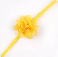 Дитяча пов'язка на голову із шифоновим бантом one size жовтий