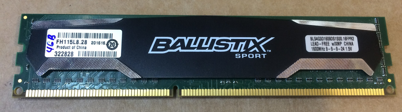 4GB DDR3 1600MHz Crucial BallistiX PC3 12800U 2Rx8 RAM Оперативна пам'ять CL9