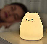 Світильник нічник світлодіодний LED силіконовий дитячий котик 7 режимів кольорів, фото 3