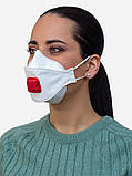 Респіратор медичний маска захисна НйоН FFP3 з клапаном і кліпсою 4-шаровий білого кольору (Red valve 01), фото 2