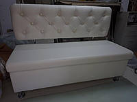 Офисный диван с коробом, каретная стяжка, велюр DS 1200*500*800h белый