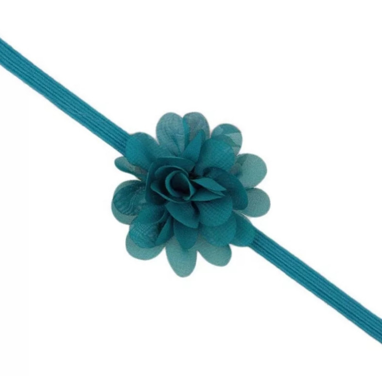 Дитяча пов'язка на голову із шифоновим бантом one size бірюзовий, фото 1