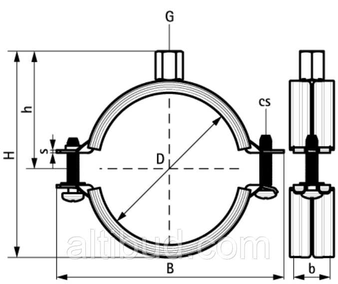 2S Хомуты с вкладышем epdm (M8/10) для всех видов труб - фото 2 - id-p84223189