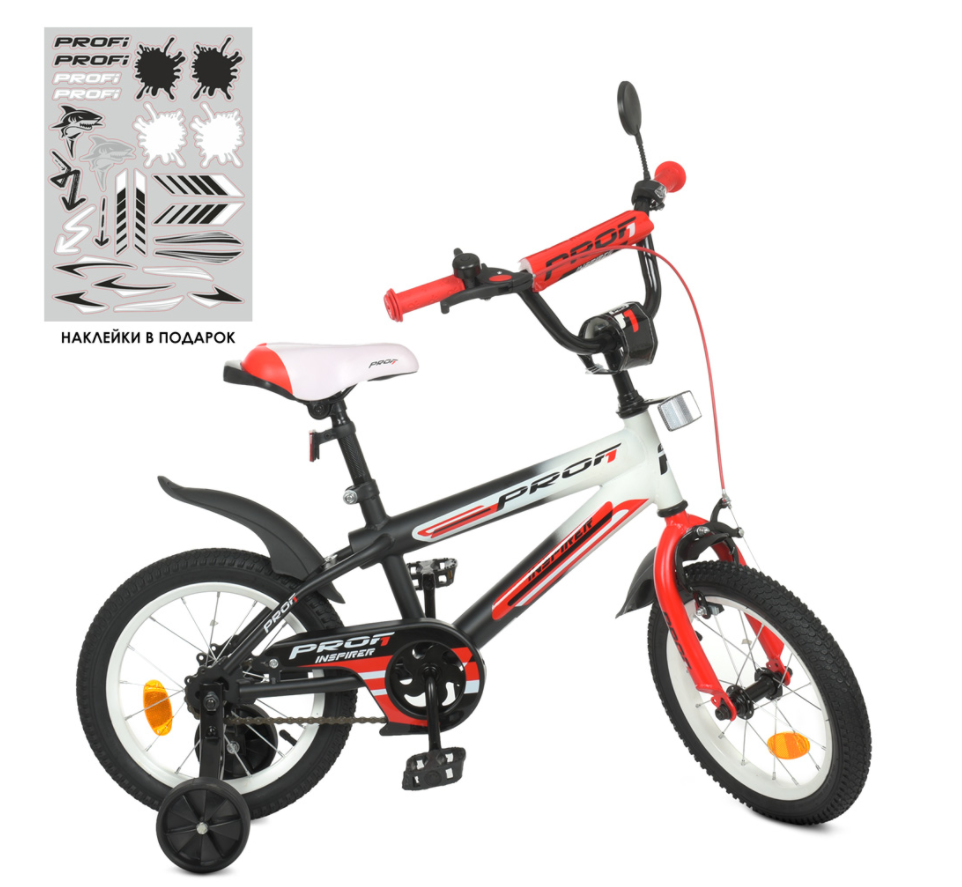 Велосипед дитячий двоколісний PROFI Inspirer Y14325-1 колеса 14 дюймів чорно-біло-червоний**