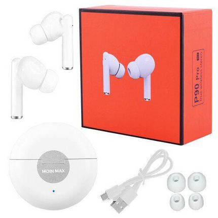 Бездротові bluetooth навушники P90 Pro Moin Max 5.0 з кейсом. Колір: білий, фото 2
