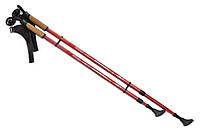 Треккинговые палки для скандинавской ходьбы длина 115-140 см. DS-3К телескопические. Цвет красный.