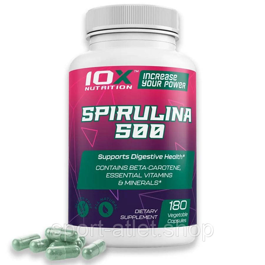 Натуральна добавка 10XNutrition Spirulina 500, 180 вегакапсул, фото 1