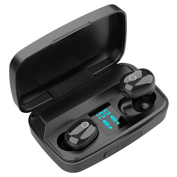 Bluetooth стерео навушники бездротові з боксом для зарядки Air J16 TWS Original. Колір чорний