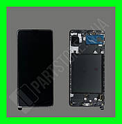 Дисплей модуль Samsung SM A715 OLED A71 Black 2020 у зборі з рамкою