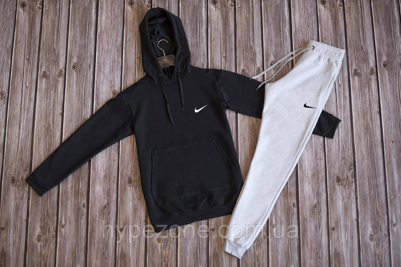 Чоловічий спортивний костюм NIKE весняний, літній Худі з принтом Найк, трикотажні штани Найк з карманами Котон