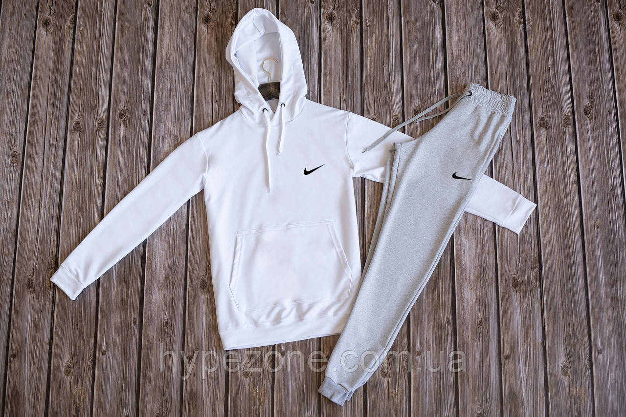 Спортивний костюм NIKE весна, літ Кофта-Кенгуру з принтом Найк, трикотажні штани Найк з карманами Котон