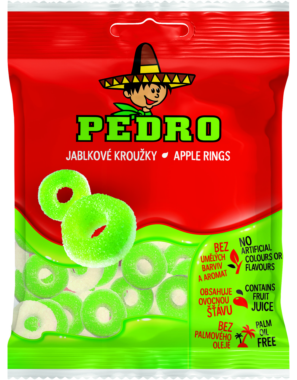 Упаковка Жувальні цукерки Яблучні Кільця PEDRO 80г, (20шт/ящ), фото 1