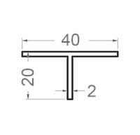 Тавр алюминиевый 40x20x2 анодированный