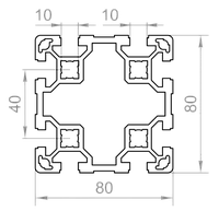 Алюминиевый станочный профиль 80x80 2-пазовый анодированный