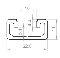 Алюминиевый станочный профиль 22,5x11 анодированный