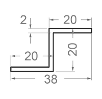 Z профиль алюминиевый 20х20х20х2 без покрытия