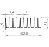 Алюминиевый радиаторный профиль 102,5х34 без покрытия