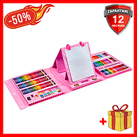 Детский набор для рисования и творчества в чемоданчике с мольбертом, набор художника на 208 предметов
